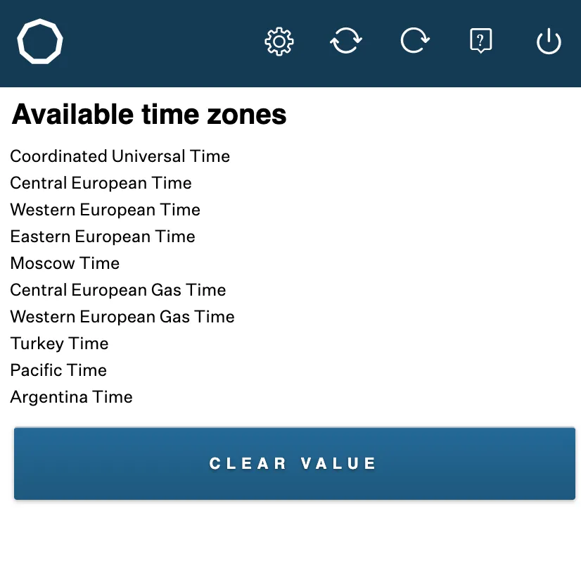 Time zone, filter, function and frequency options