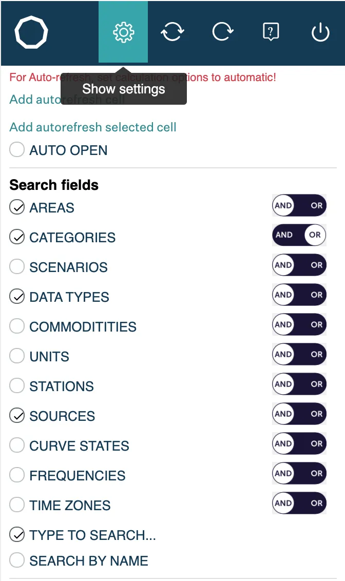 Search settings