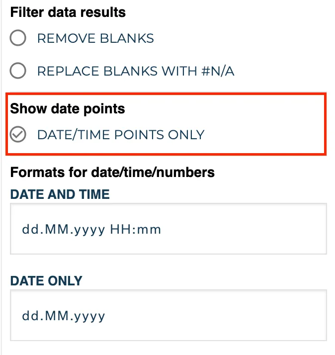 Show date points setting